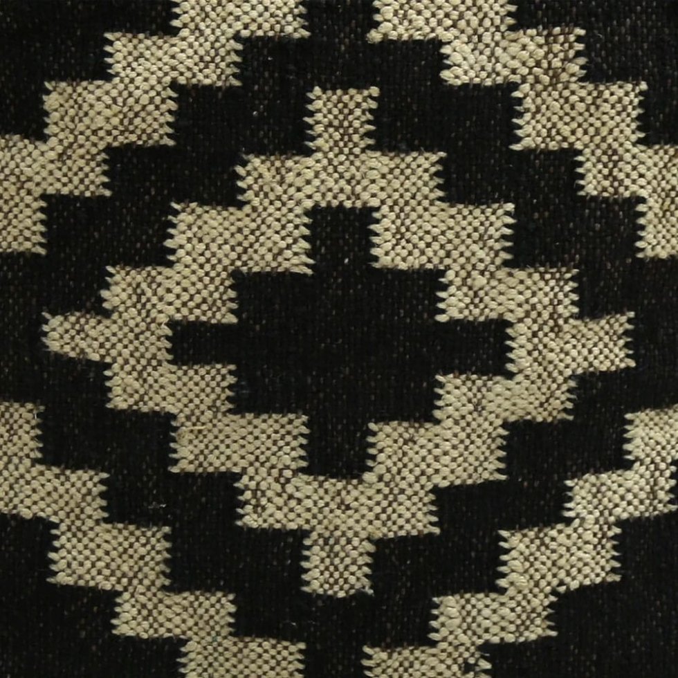 Puf negro diamante mezcla de yute - Imagen 3