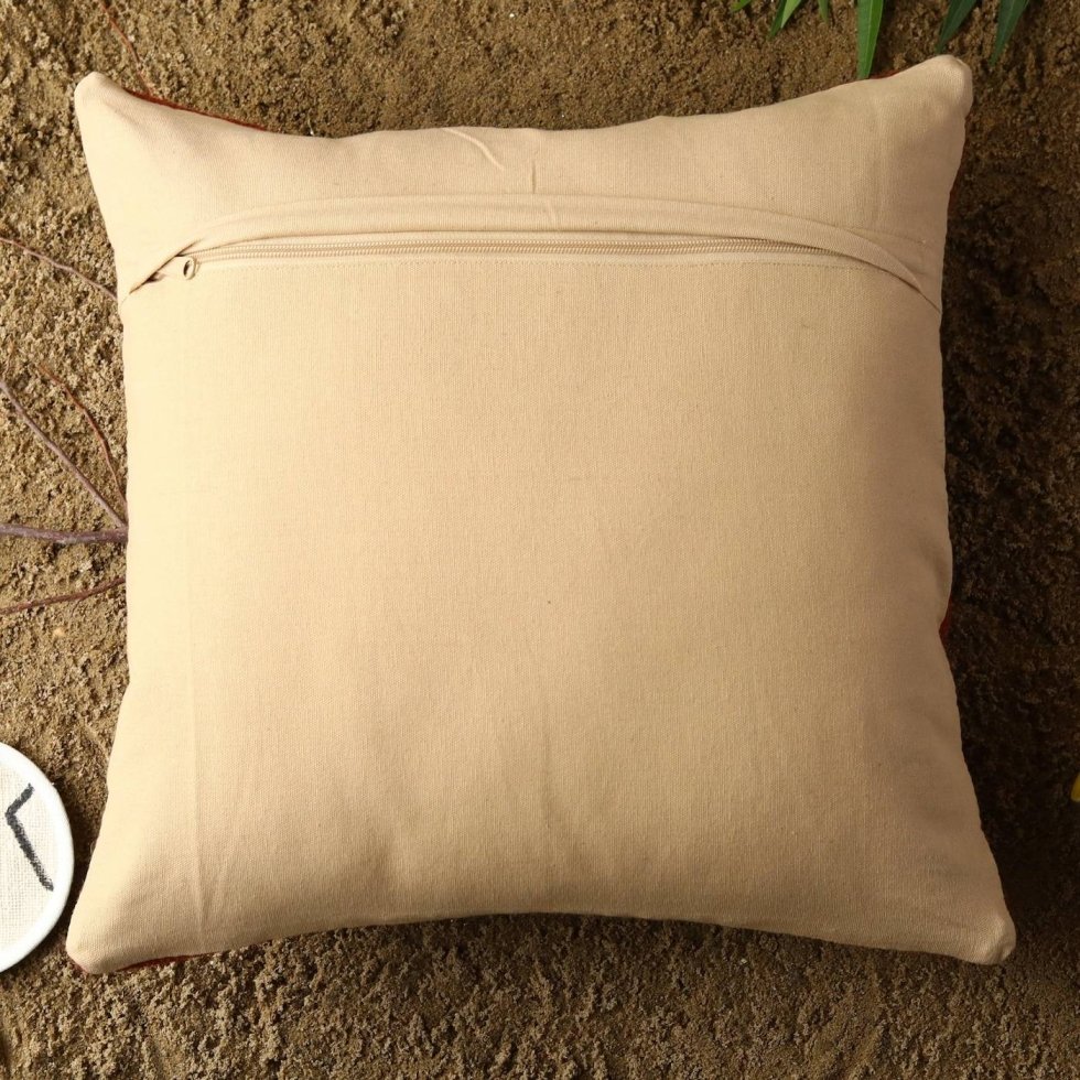 Almohada oriental negra de lana y yute - Imagen 4