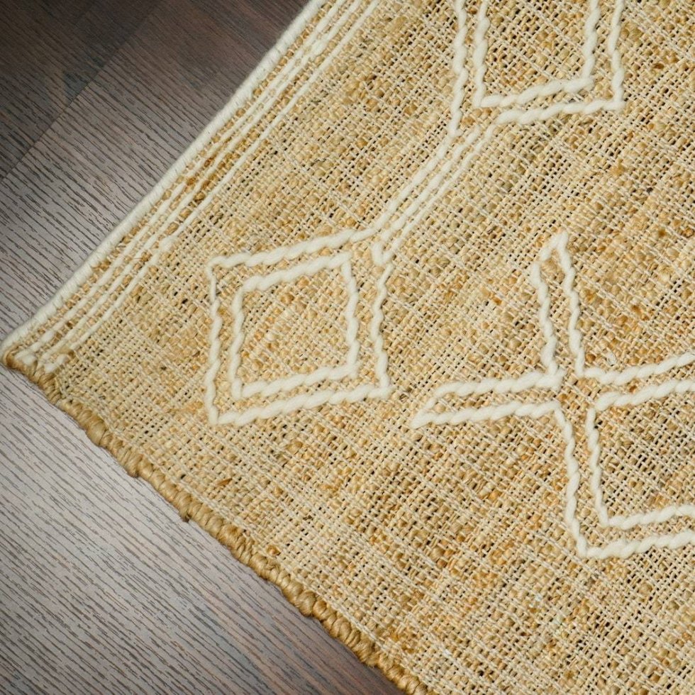 Alfombra boho abstracta de yute de algodón - Imagen 2