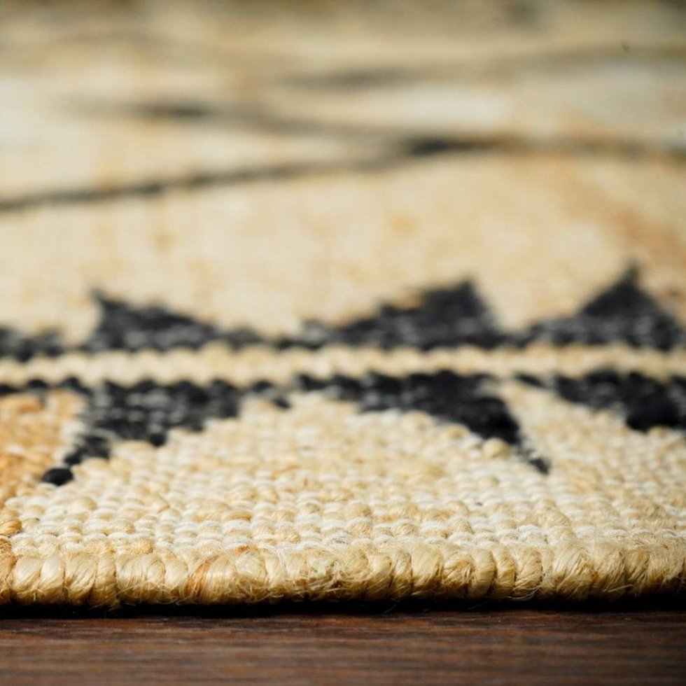 Alfombra Bohomien de mezcla de yute y tejido plano de color tostado - Imagen 4