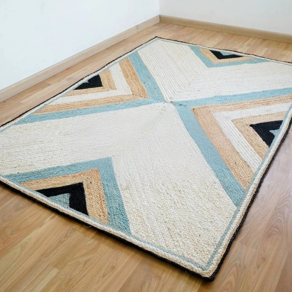 Alfombra de yute abstracta trenzada - Imagen 2