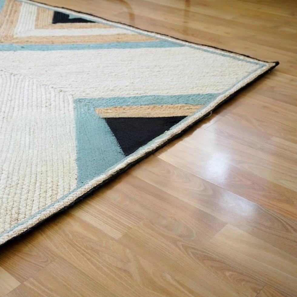 Alfombra de yute abstracta trenzada - Imagen 3