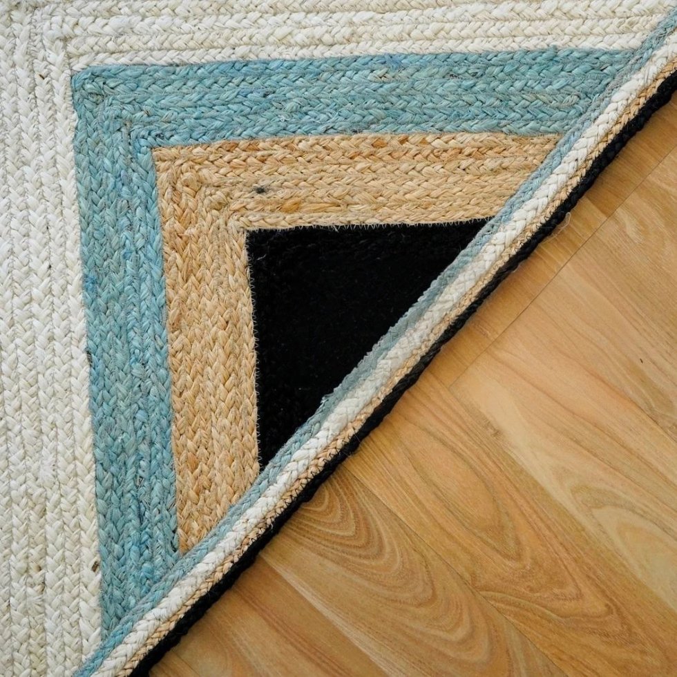 Alfombra de yute abstracta trenzada - Imagen 5