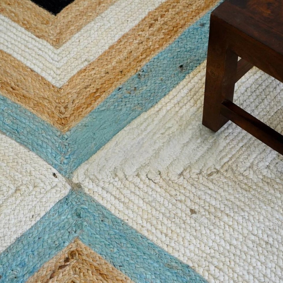 Alfombra de yute abstracta trenzada - Imagen 4