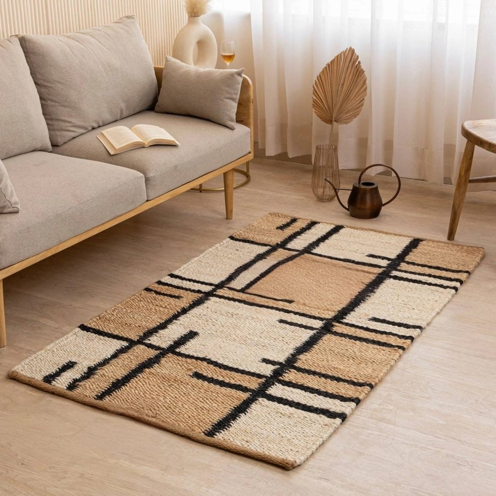 Alfombra gruesa de cáñamo y yute