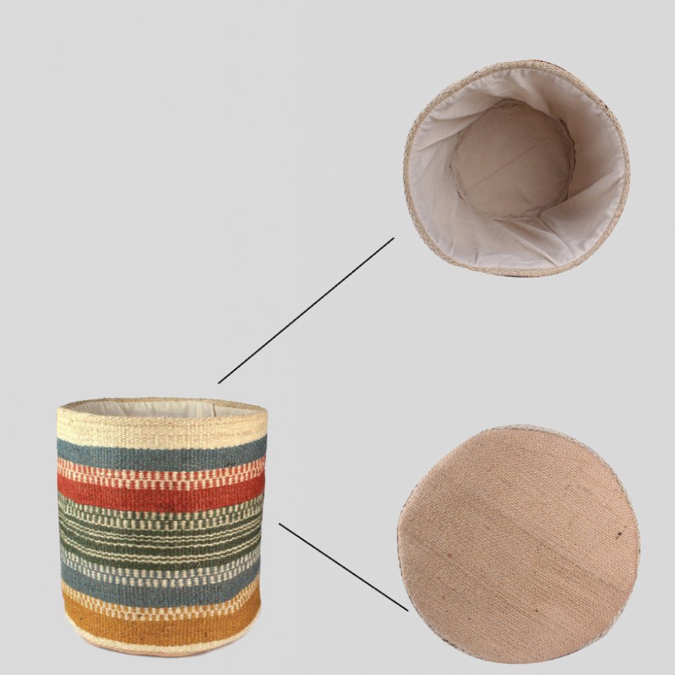 Cesta de rayas de yute de colores para plantas - Imagen 4