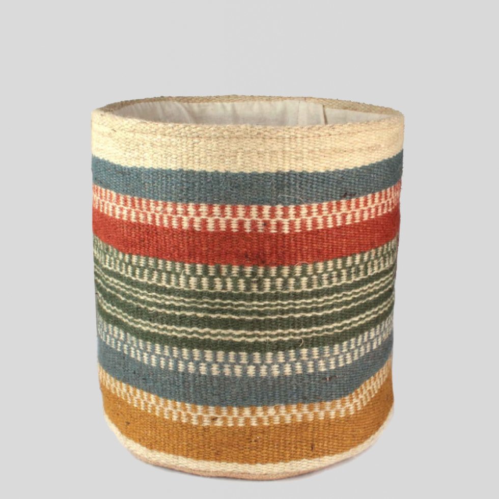 Cesta de rayas de yute de colores para plantas - Imagen 3