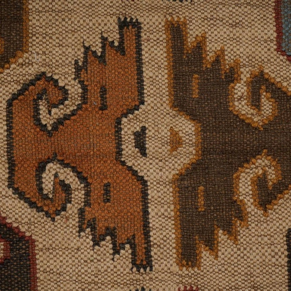 Alfombra étnica kilim de lana y yute - Imagen 3