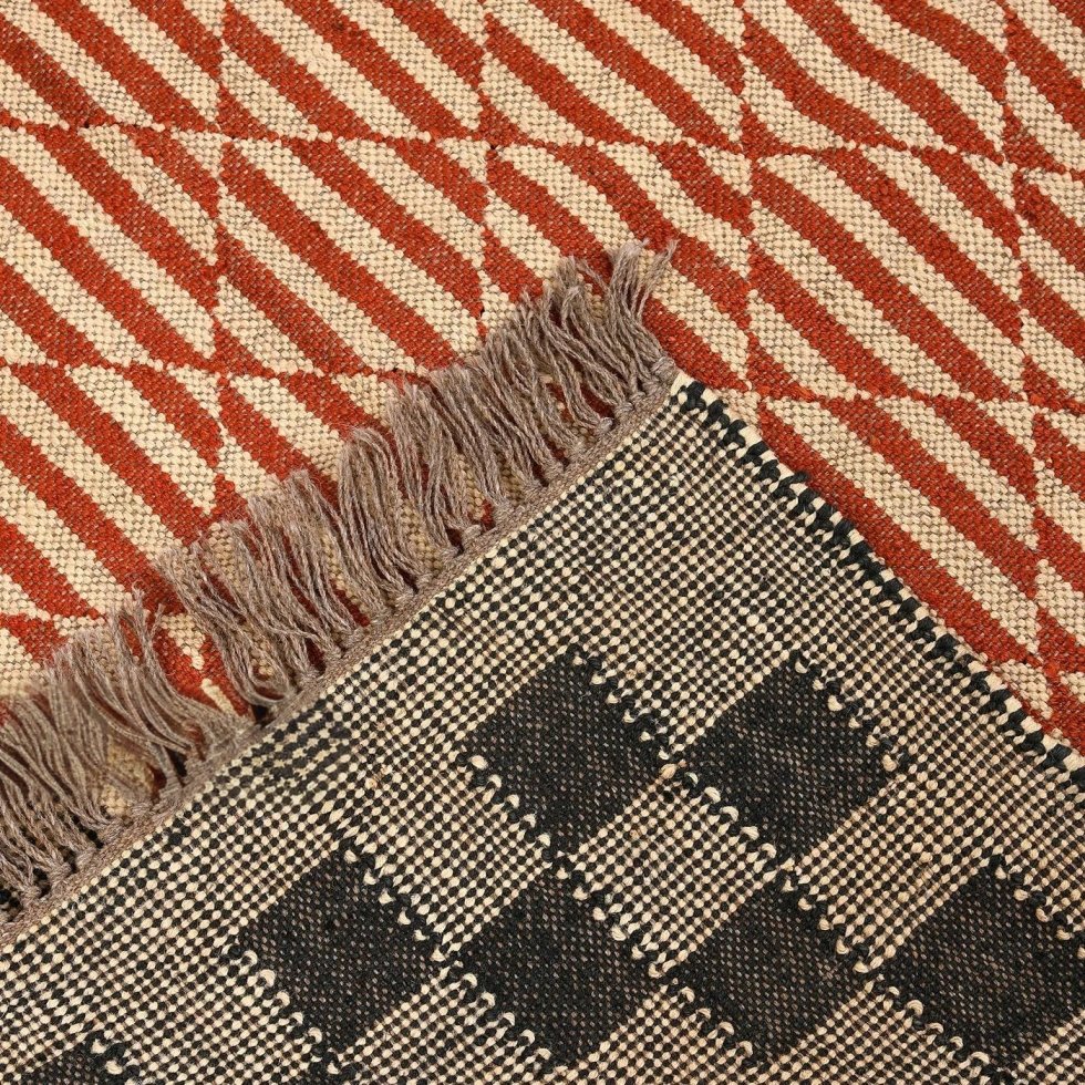 Alfombra geométrica de yute de lana naranja - Imagen 4