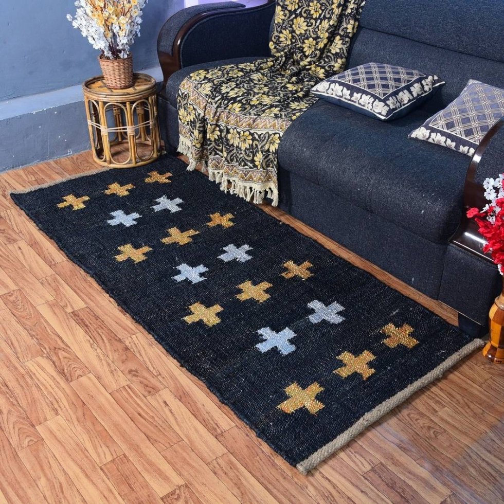 Alfombra cruzada de cáñamo y yute