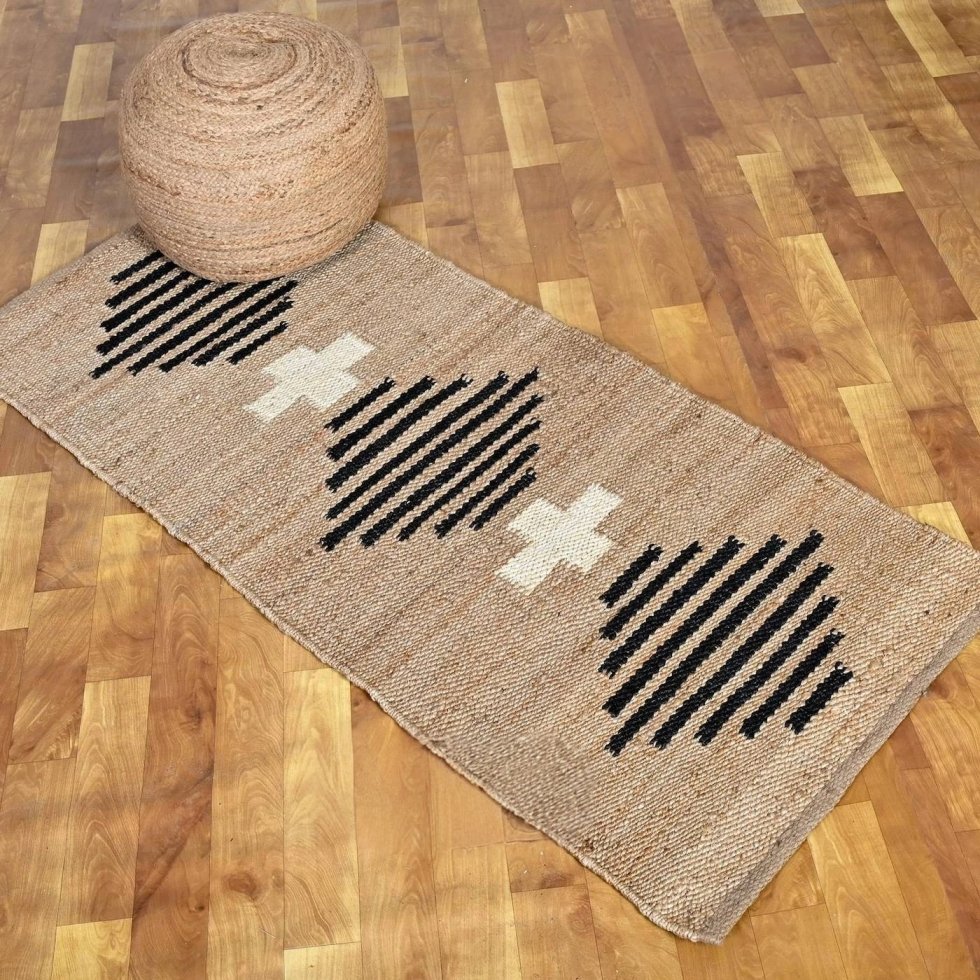 Alfombra romboidal de cáñamo y yute