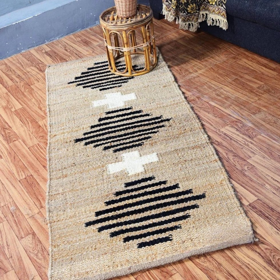 Alfombra romboidal de cáñamo y yute - Imagen 4