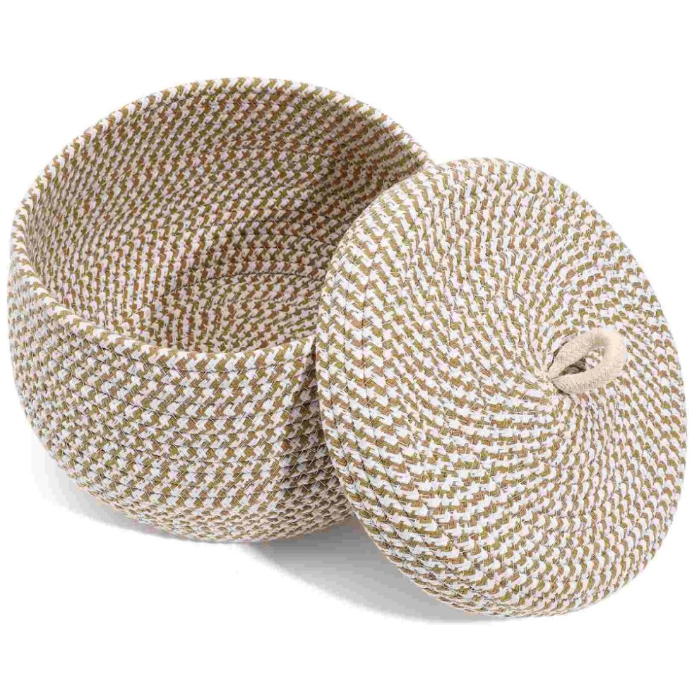 Cesta de cuerda de yute con tapa - Imagen 3
