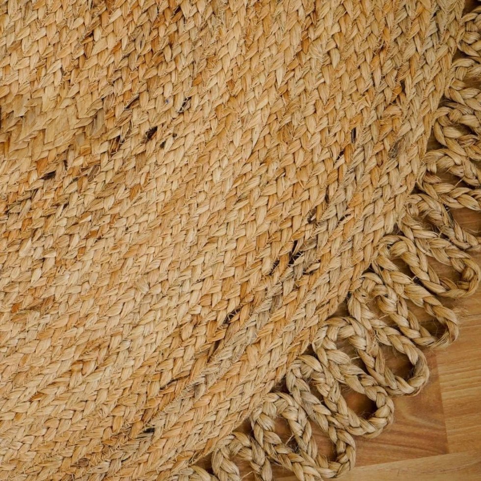 Alfombra redonda de yute con bucles festoneados - Imagen 2