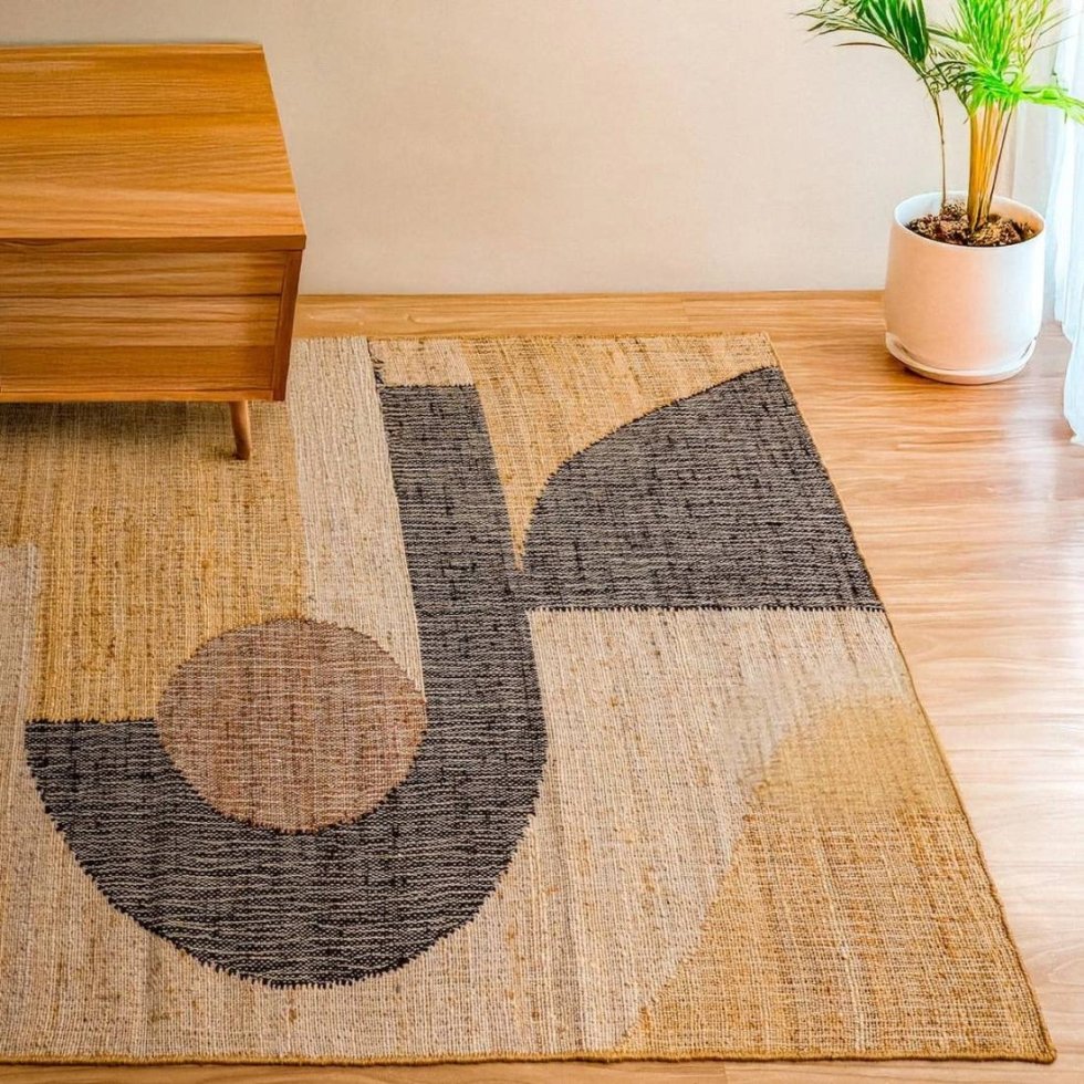 Alfombra de yute rústica moderna salón