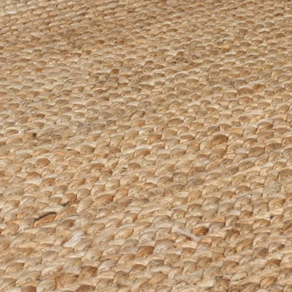 Alfombra de yute redonda festoneada con ribete gris - Imagen 3