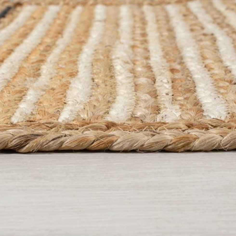 Alfombra de yute a rayas con borlas - Imagen 2