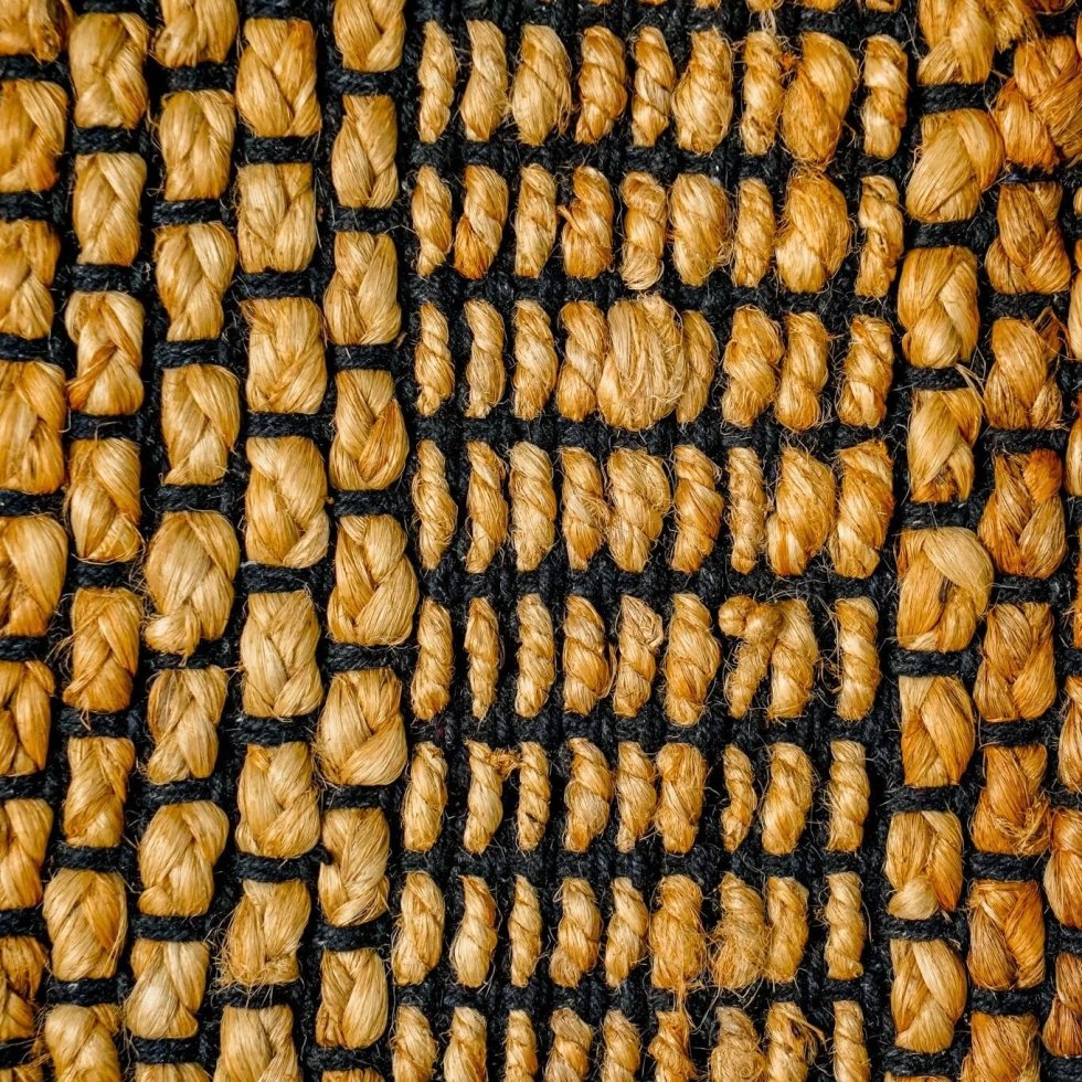 Alfombra amarilla de algodón y yute - Imagen 2