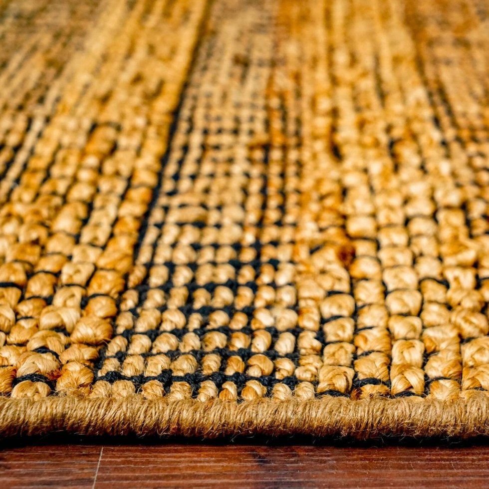 Alfombra amarilla de algodón y yute - Imagen 3