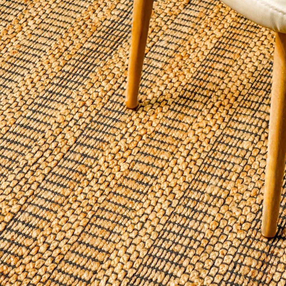 Alfombra amarilla de algodón y yute