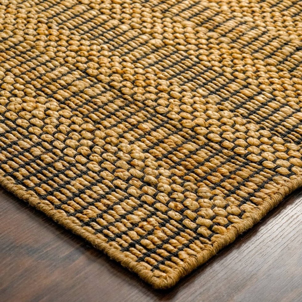 Alfombra amarilla de algodón y yute - Imagen 4