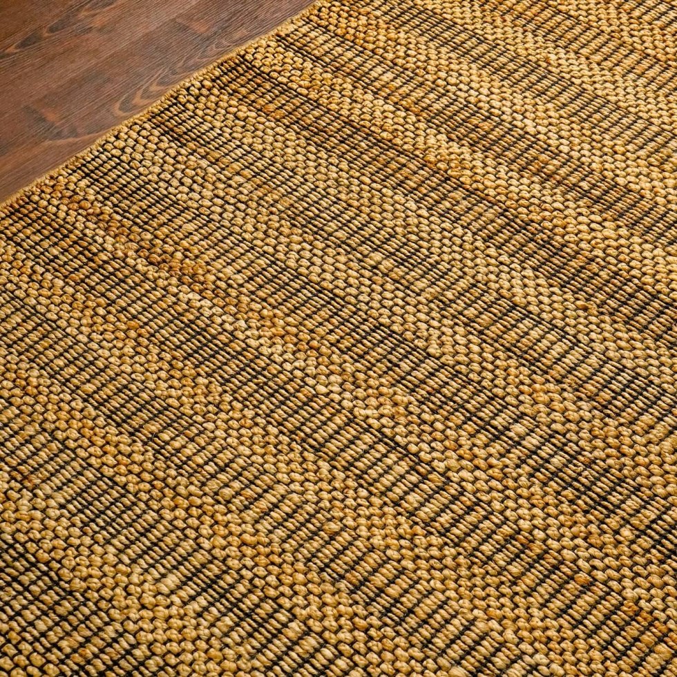 Alfombra amarilla de algodón y yute - Imagen 5