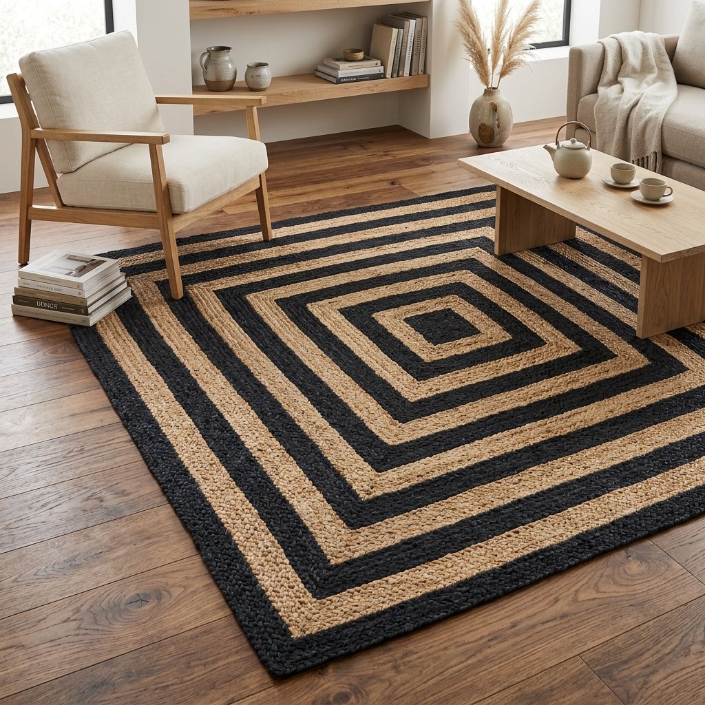 Alfombra de yute negra cuadrada target Black jute rug square target