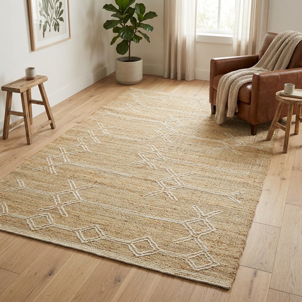 Alfombra boho abstracta de yute de algodón Boho abstract cotton jute rug