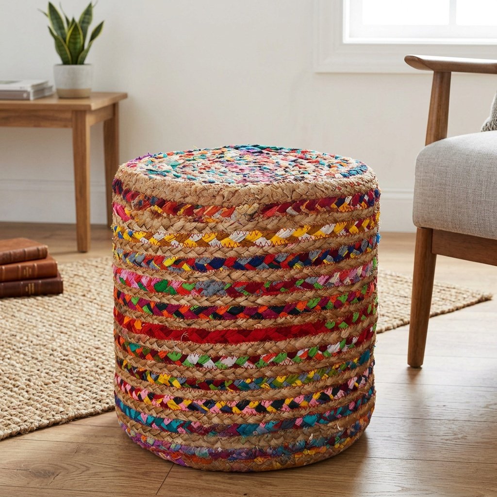 Puf otomano de yute trenzado Chindi Chindi braided jute pouf ottoman