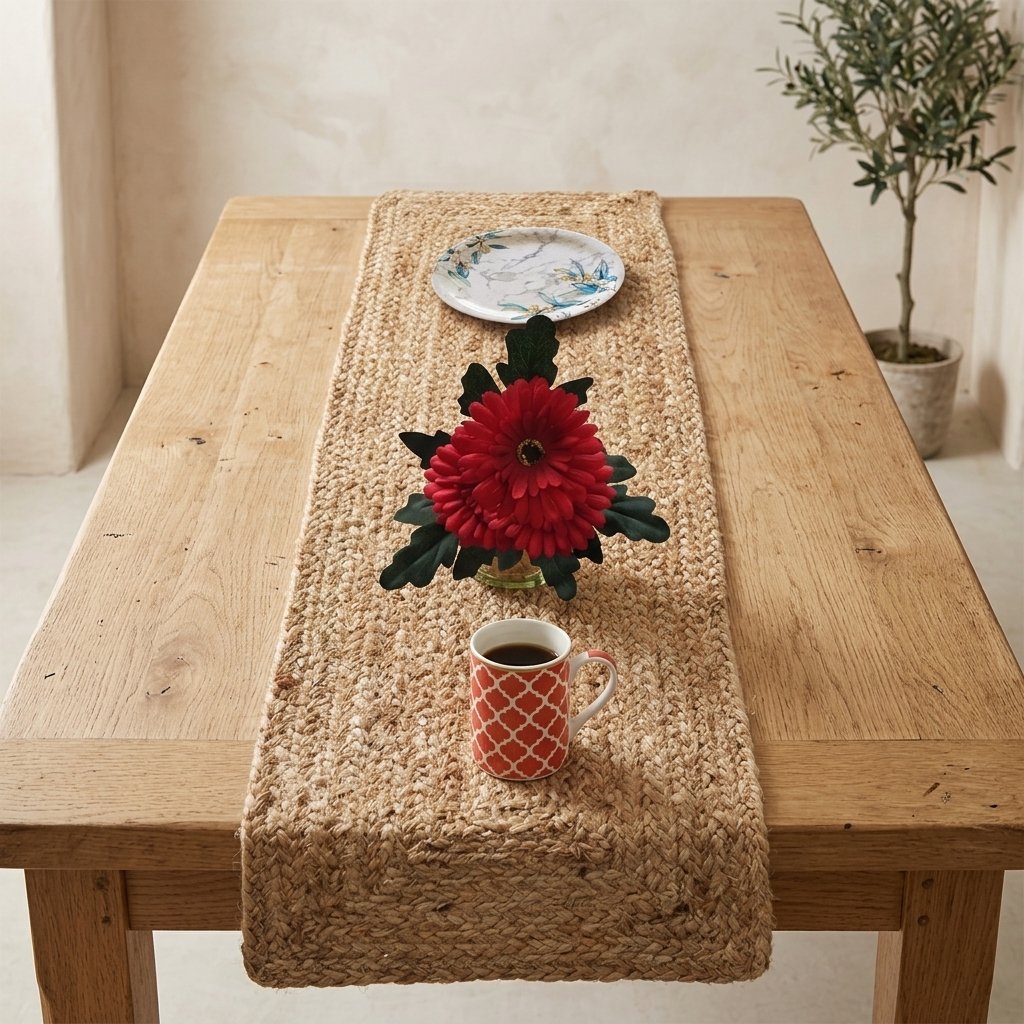 Mantel individual de yute trenzado tejido a mano Handwoven braided jute placemat