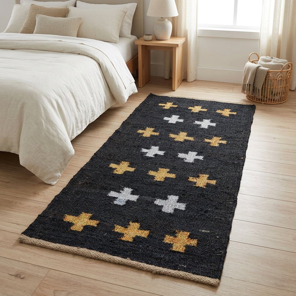 Alfombra cruzada de cáñamo y yute Hemp and jute cross rug