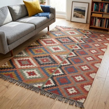 Kilim dhurrie wool and jute rug