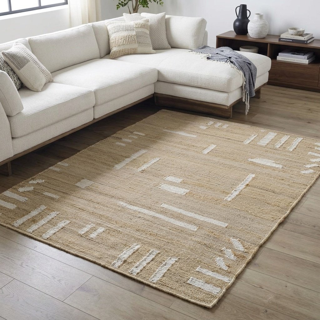 Alfombra de algodón y yute para el salón Living room cotton and jute rug
