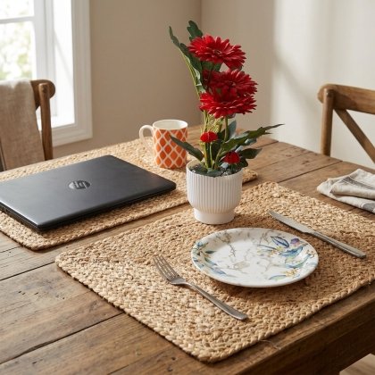 Natural rectangular jute placemats