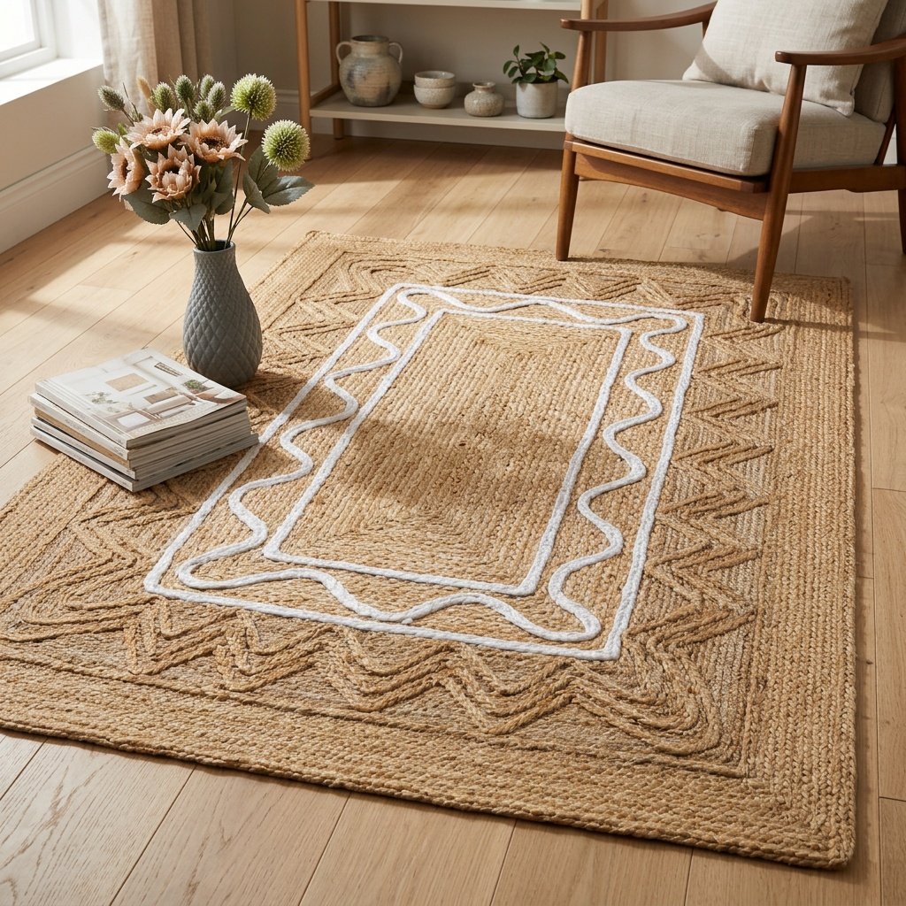 Alfombra de yute trenzado con textura natural Natural textured braided jute rug