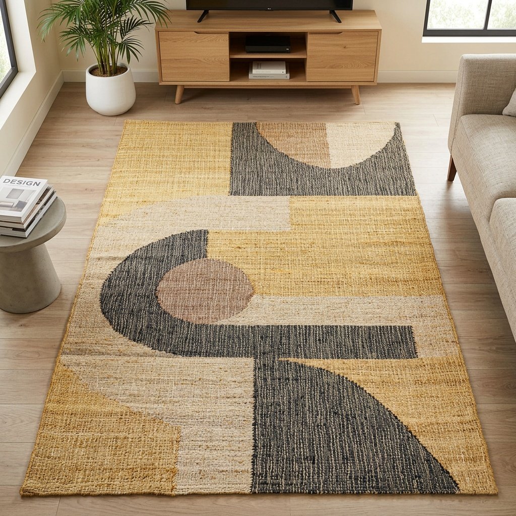 Alfombra de yute rústica moderna salón Rustic modern jute rug living room