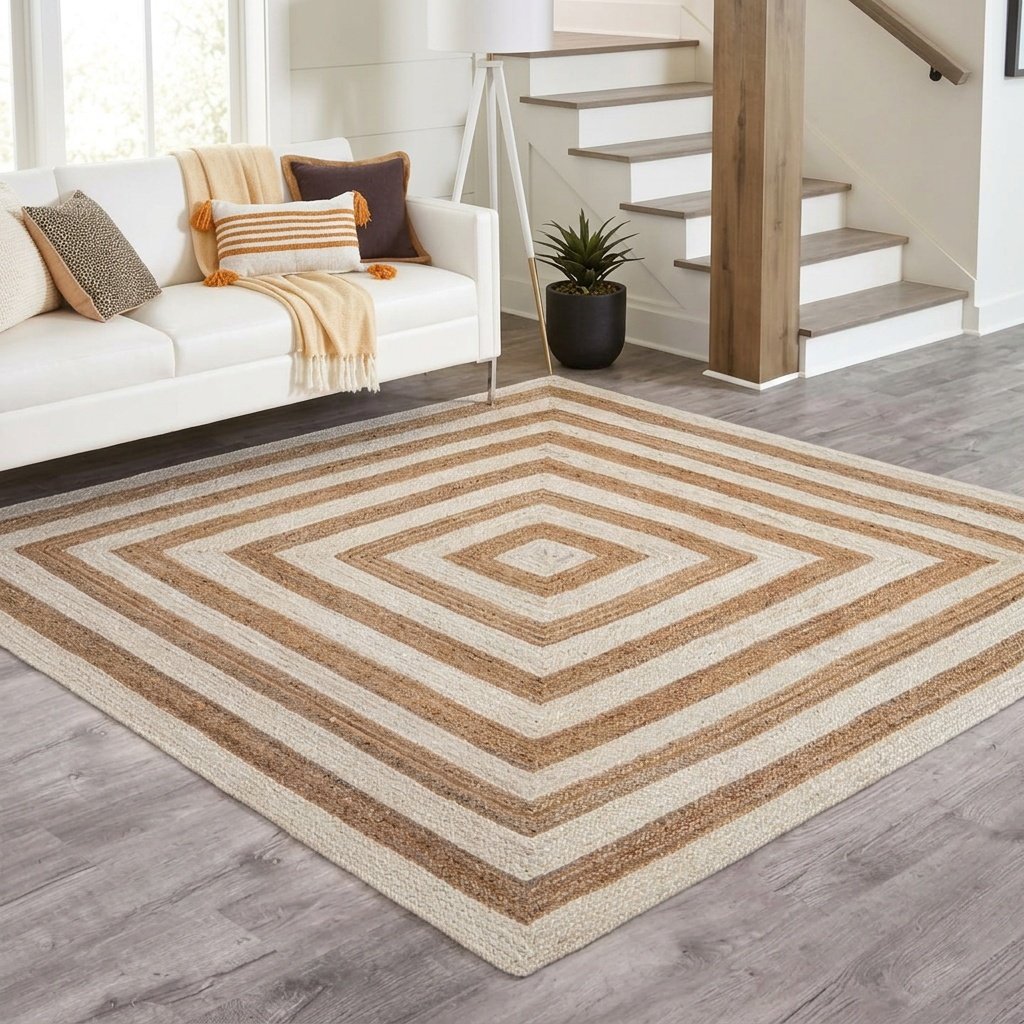 Alfombra de yute blanca cuadrada target White jute rug square target