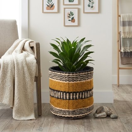 Inicio Black and yellow jute basket
