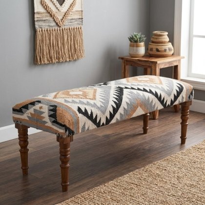 Inicio Chevron wool and jute ottoman bench