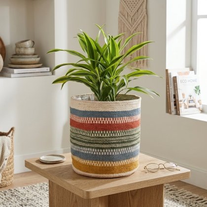 Inicio Colored jute stripe basket for plant
