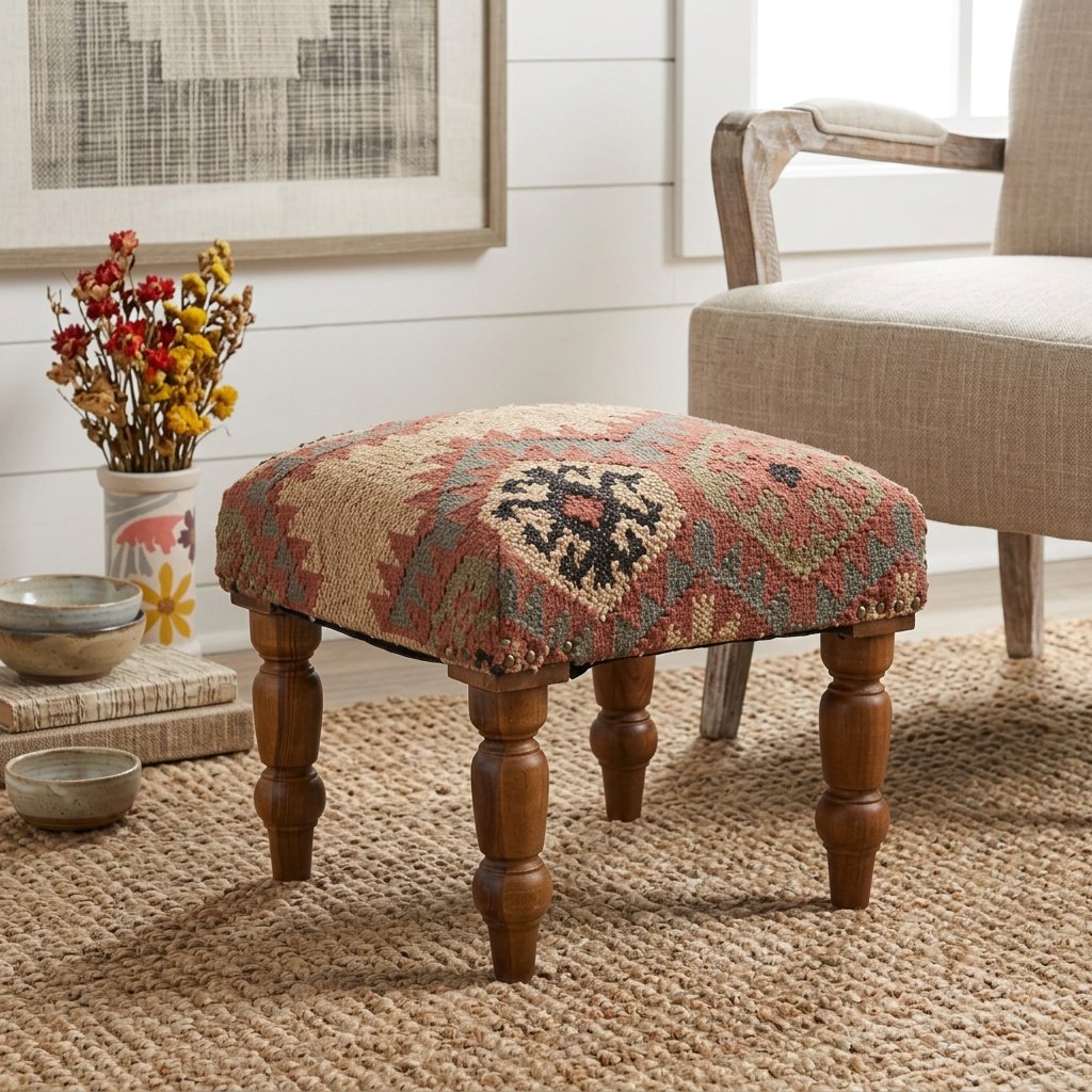Pouf de yute tribal Tribal jute footsool ottoman